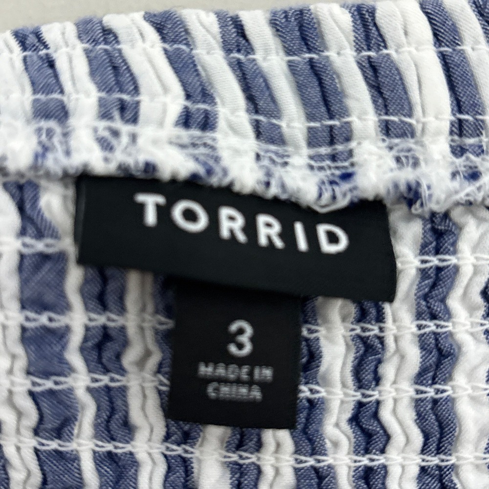 torrid Blue and White Stripe Smocked Midi Dress - Picture 7 of 10